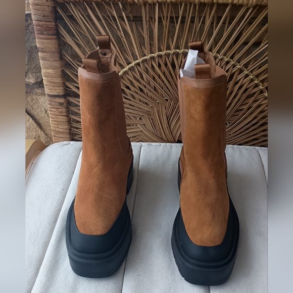 NWT Sam Edelman Tan Lulia Lug Sole Tan/Whiskey Suede Boots_7.5 - Picture 3 of 11